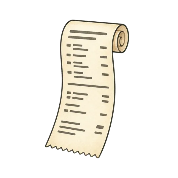 Receipt vocabulary illustration
