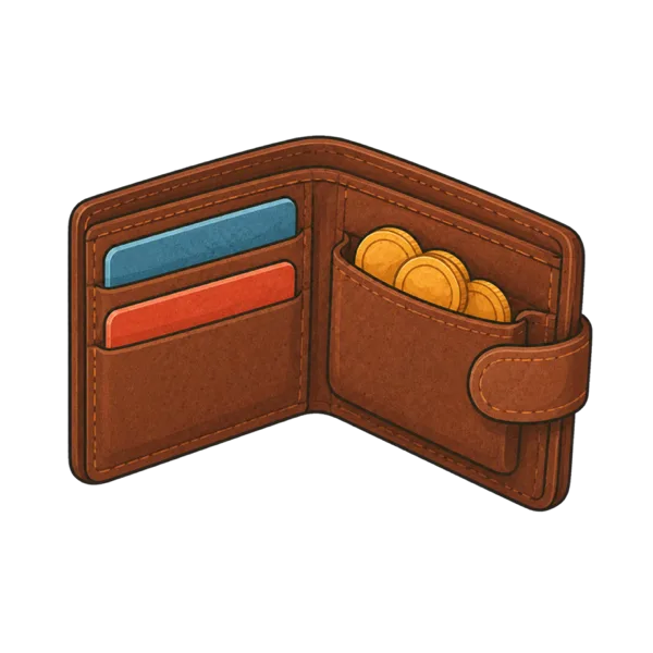 Wallet vocabulary illustration