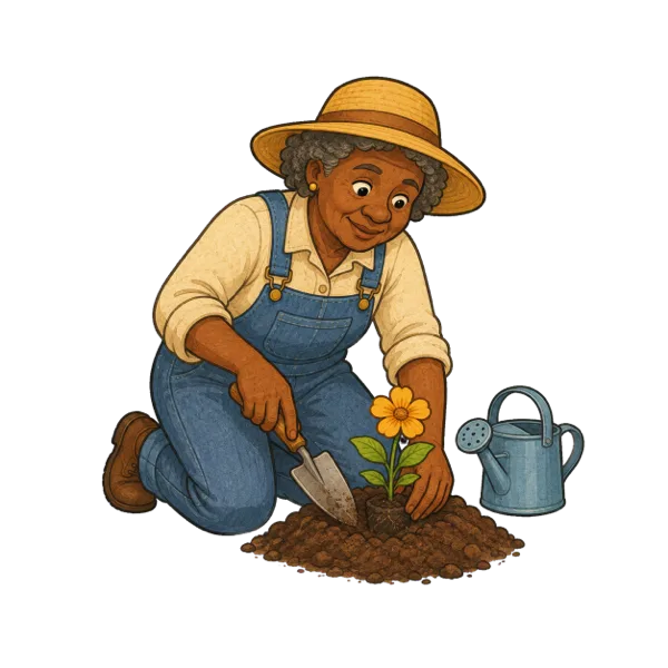 Gardening vocabulary illustration