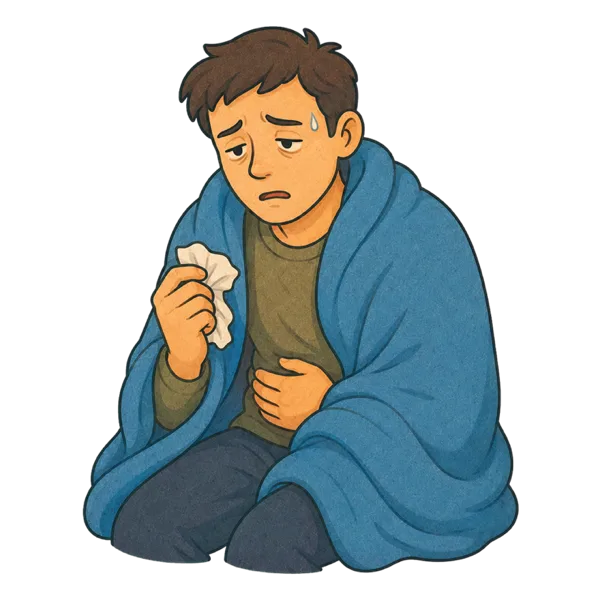 Sick vocabulary illustration