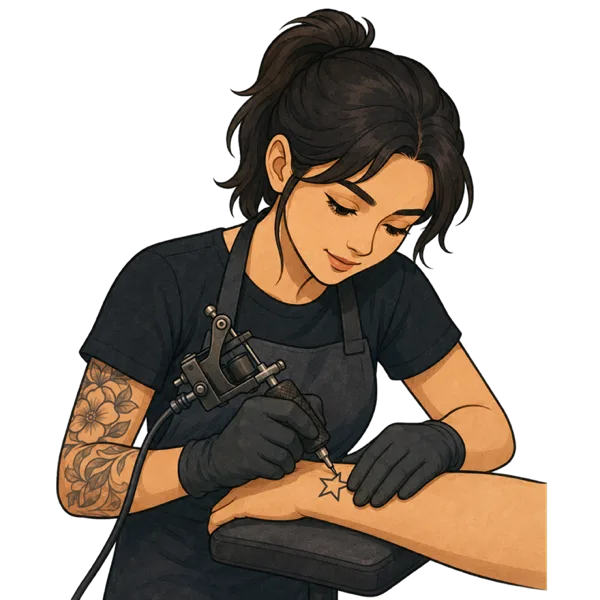 Tattooist vocabulary illustration