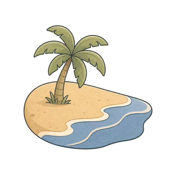 Beach vocabulary illustration
