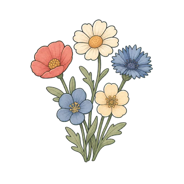 Flowers vocabulary illustration
