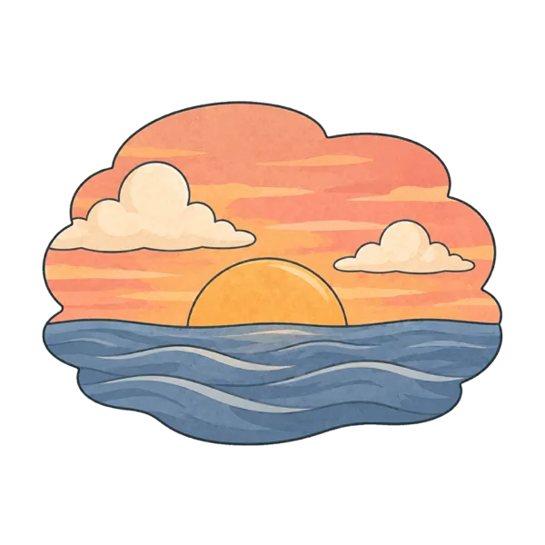 Sunset vocabulary illustration