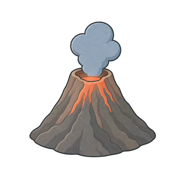 Volcano vocabulary illustration