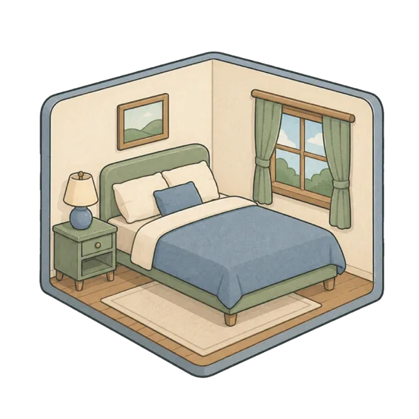 Bedroom vocabulary illustration